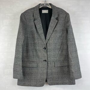 Everlane Oversized Wool Blend Blazer Gray Plaid Check Women’s Size 16‎ Longline